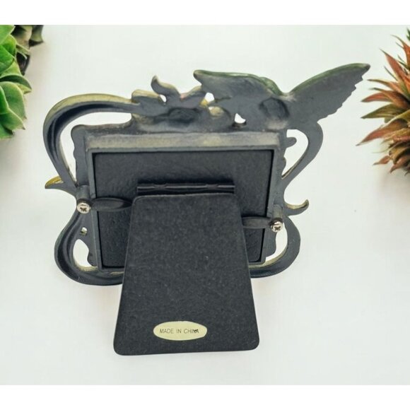 Set of 2 Vintage Style Ornate Enamel Hummingbird Flower Photo Frame 3.5x5 & 2x2 - Picture 6 of 12